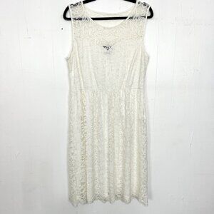 Candalite White Lace Fit & Flare Dress Sleeveless Illusion Upper Stretch XL